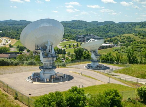 NOAA’s dishes for the GOES-R satellite system stand out prominently at the I-79 High Technology Park in Fairmont.
Submitted photo